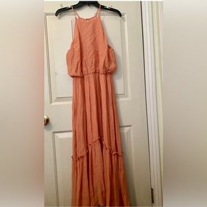 All In Favor Peach Halter Maxi Dress